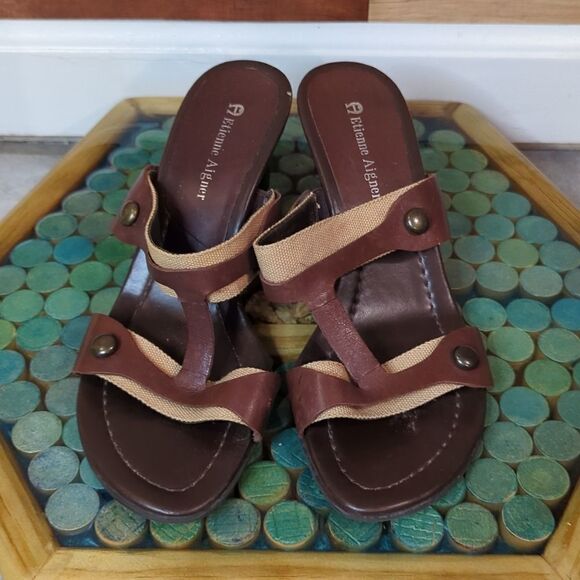 💜5/$25 size 6.5 etienne agnier heeled sandals - Picture 1 of 5